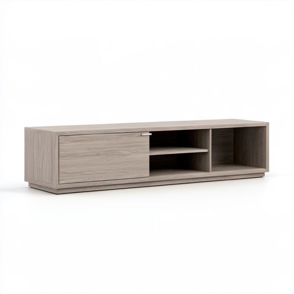 Szafka RTV z płyty laminowanej 160 x 40 x 45 cm, jasny dąb/szary dąb