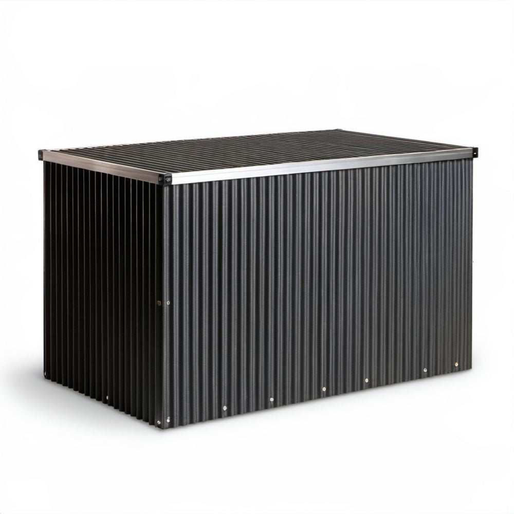 Metalowa skrzynia ogrodowa czarno-srebrna 160 x 80 x 100 cm