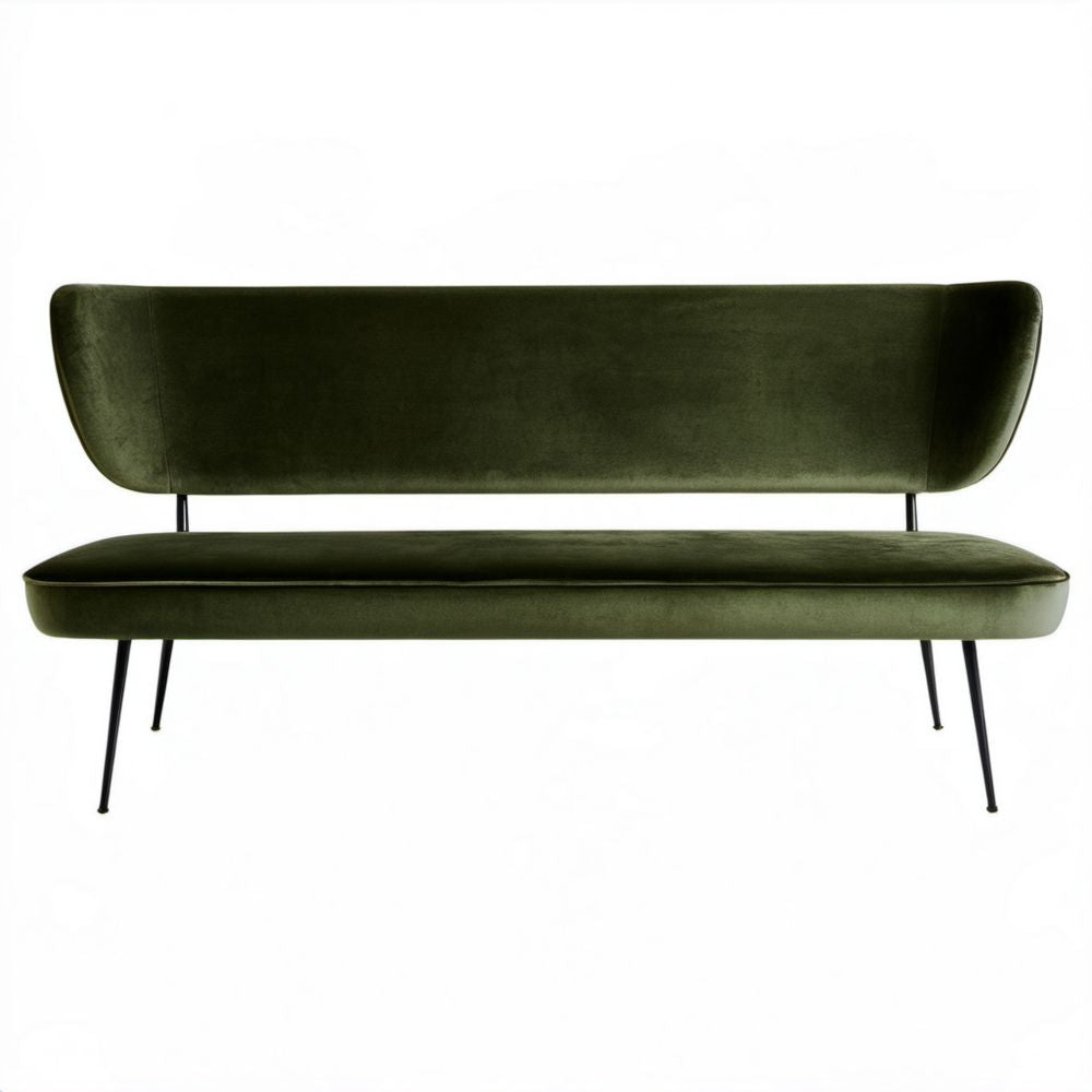 Dwuosobowa sofa z tkaniny aksamitnej, ciemnozielona/czarna, 150 x 78 x 82 cm