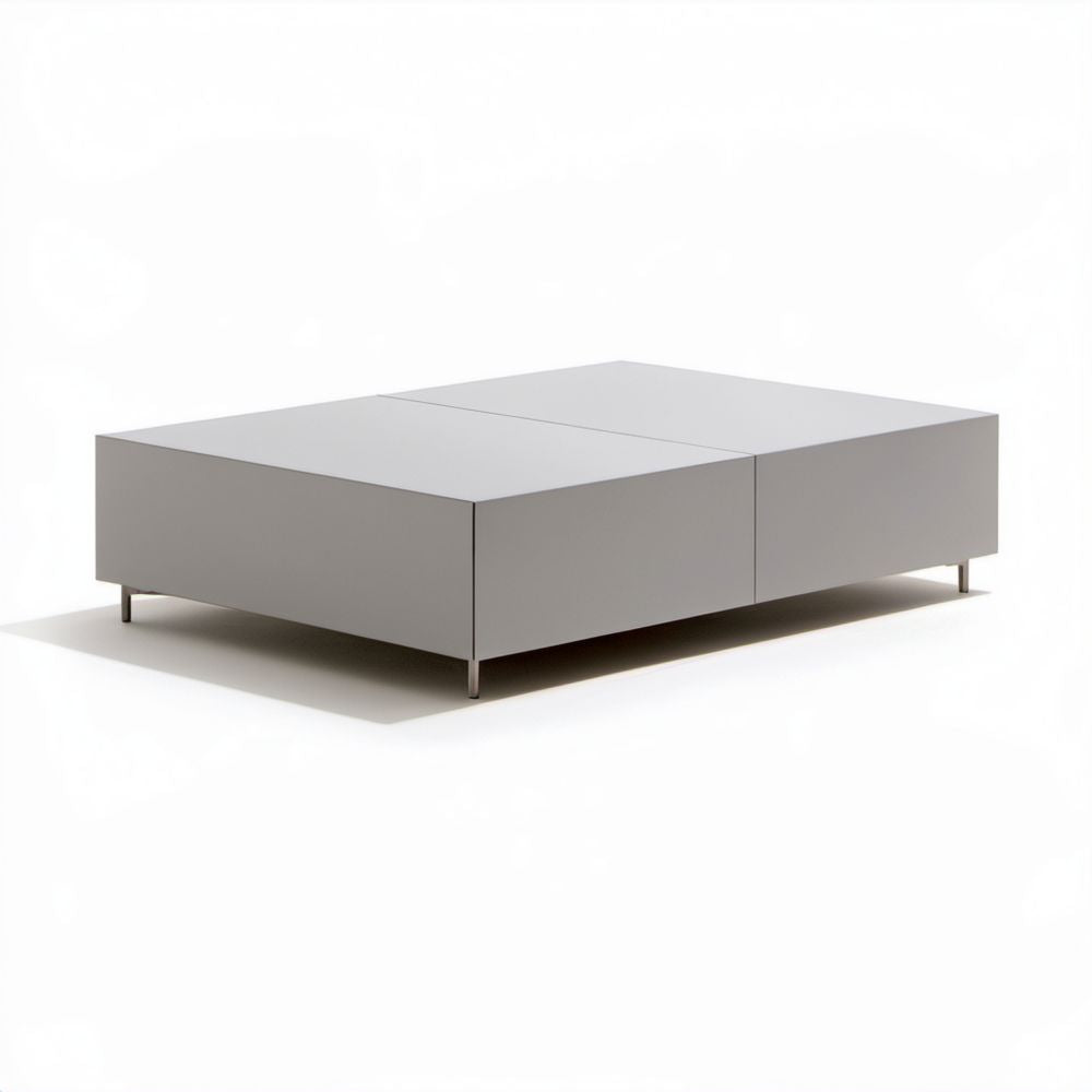 Jasnoszary kwadratowy stolik kawowy z płyty MDF 100 × 100 × 32 cm