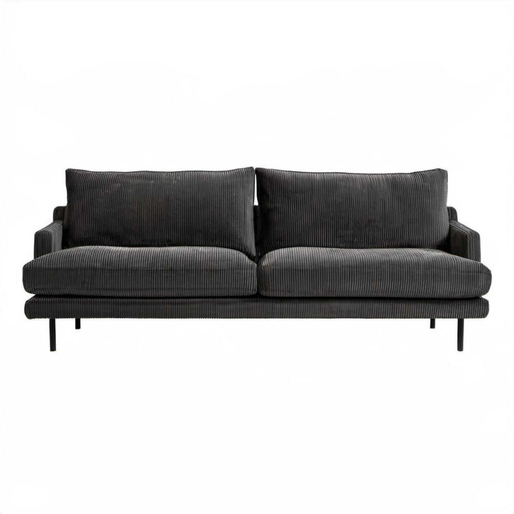 Sofa dwuosobowa grafitowa ze sztruksu poliestrowego 180 × 90 × 80 cm