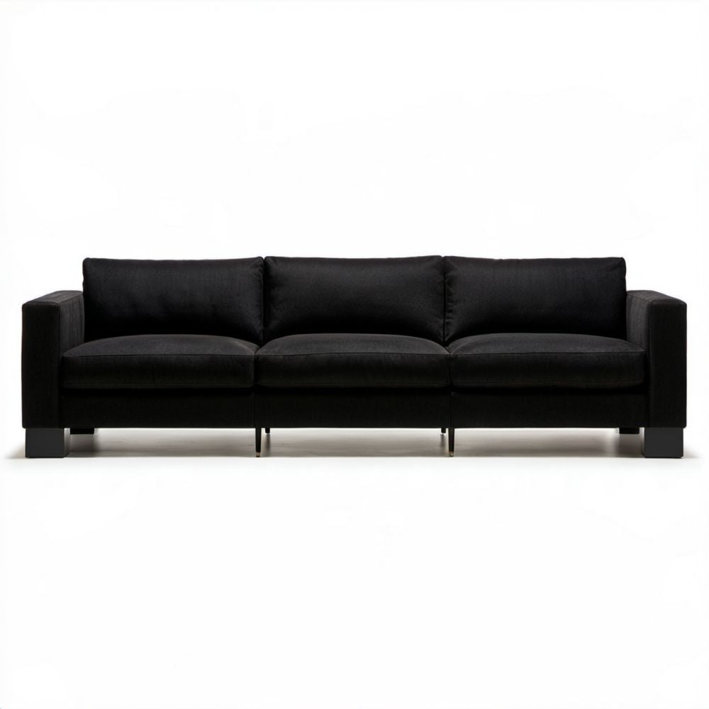 Czarna sofa trzyosobowa z tapicerką poliestrową 230 × 90 × 85 cm