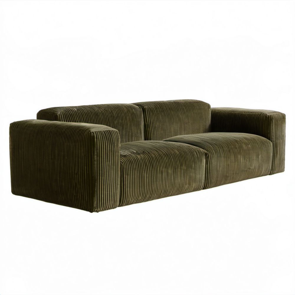 Oliwkowa sofa dwuosobowa z tapicerką sztruksową 200 x 95 x 70 cm