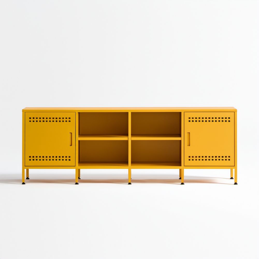 Metalowa szafka RTV żółta 160 × 40 × 60 cm