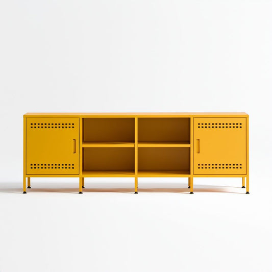 Metalowa szafka RTV żółta 160 × 40 × 60 cm