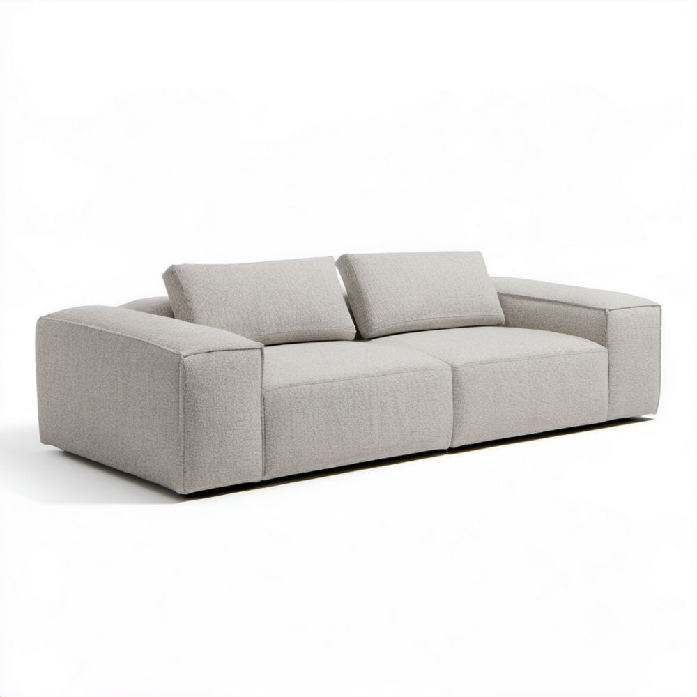 Sofa 3-osobowa jasnoszara z tapicerką poliestrową 220 x 100 x 80 cm