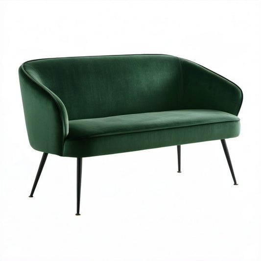 Zielona sofa 2-osobowa z aksamitu, metalowe nogi, 130 x 75 x 78 cm