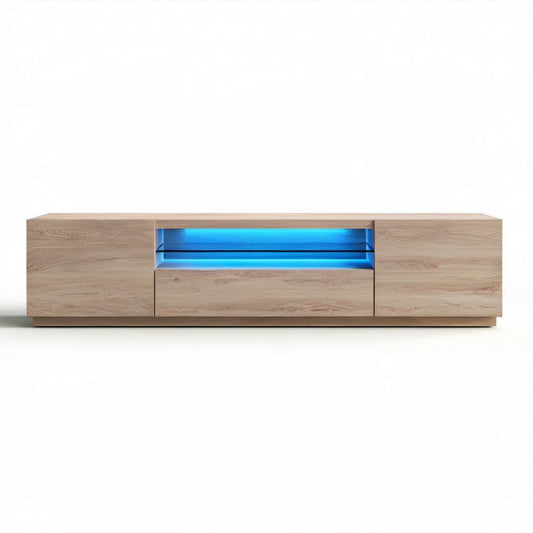 Szafka RTV z płyty wiórowej laminowanej, jasny dąb, 180 × 40 × 45 cm, oświetlenie LED