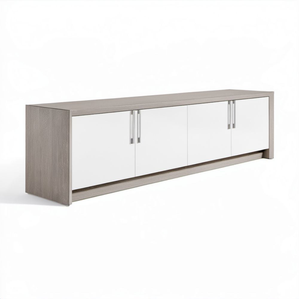 Szafka RTV z płyty wiórowej laminowanej jasnoszara/biała 180 x 40 x 50 cm