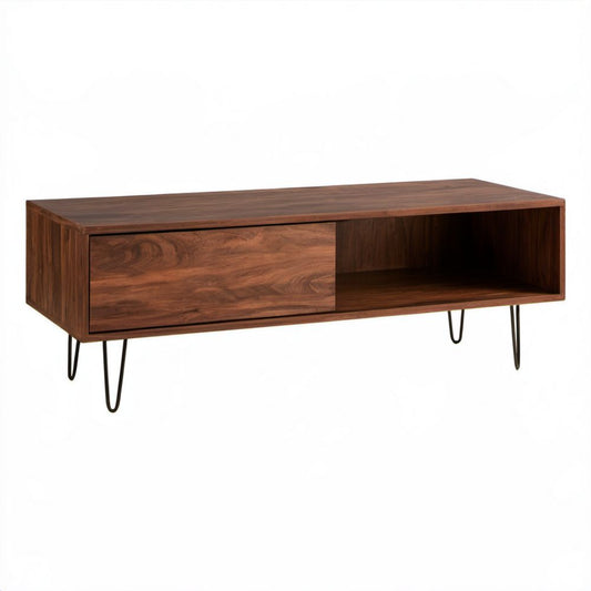 Prostokątny stolik kawowy z MDF z fornirem orzechowym, 120 × 60 × 40 cm
