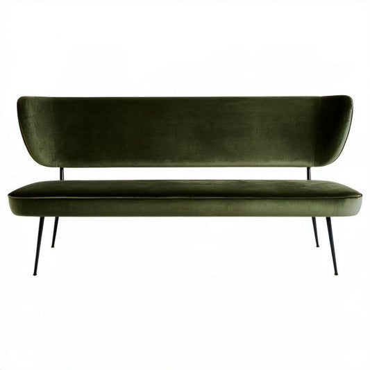 Dwuosobowa sofa z tkaniny aksamitnej, ciemnozielona/czarna, 150 x 78 x 82 cm