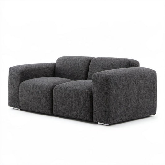 Sofa dwuosobowa ciemnoszara z tapicerką bouclé, 180 × 95 × 72 cm