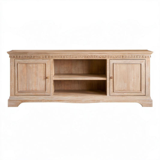 Szafka RTV z litego drewna mango, jasnobrązowa, 150 × 45 × 60 cm