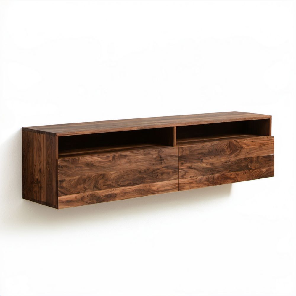 Wisząca szafka RTV z litego drewna orzechowego 160 × 35 × 35 cm