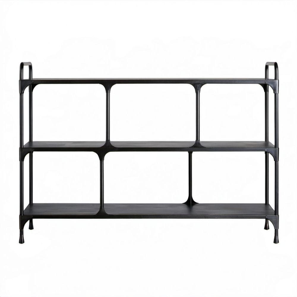 Czarny stalowy regał 120 x 35 x 90 cm z 3 półkami