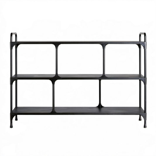 Czarny stalowy regał 120 x 35 x 90 cm z 3 półkami