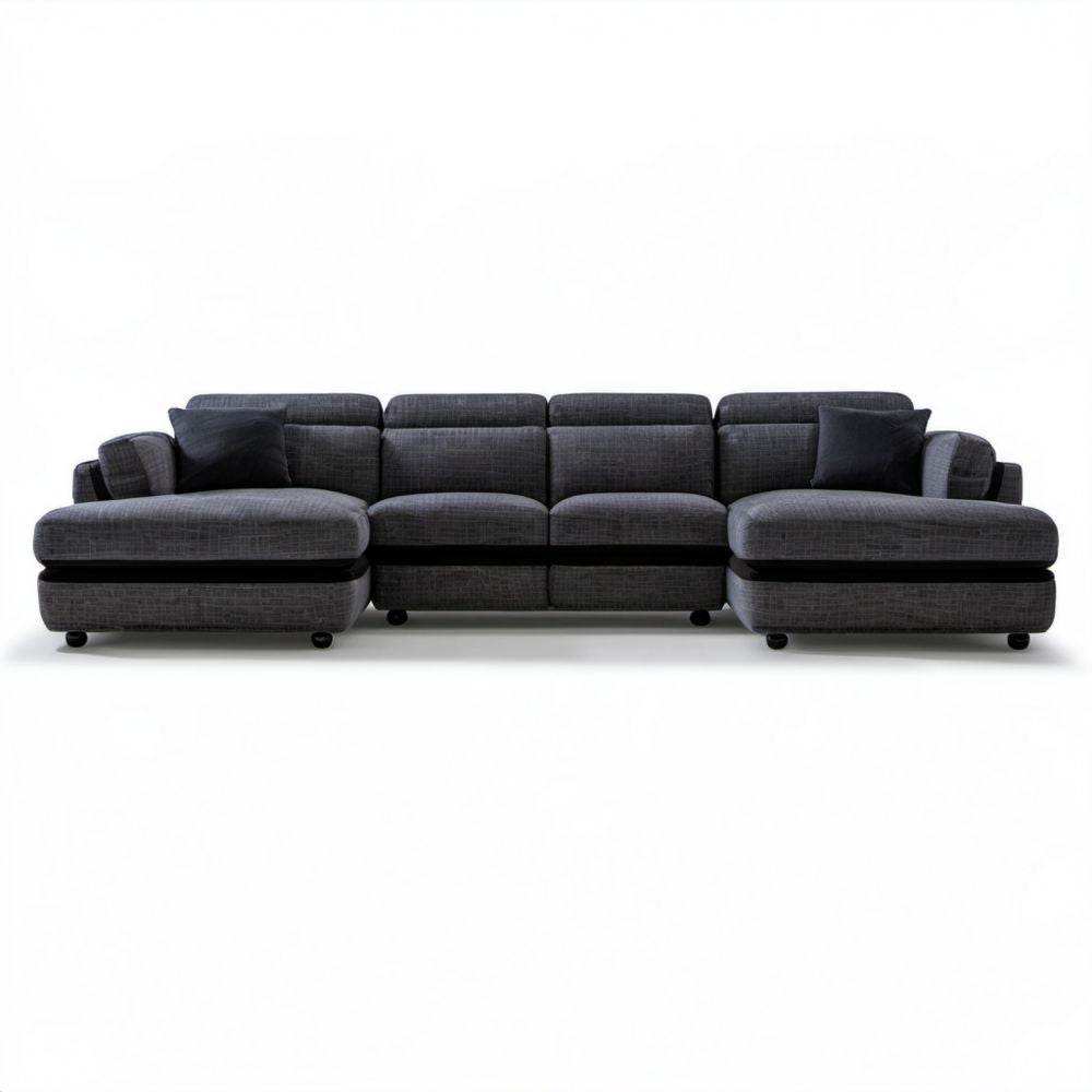 Modułowa sofa w kształcie U z tkaniny grafitowo-czarna 410 × 180 × 85 cm