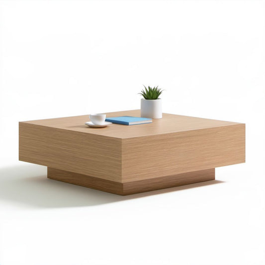 Kwadratowy stolik kawowy z płyty MDF jasny dąb 100 x 100 x 35 cm