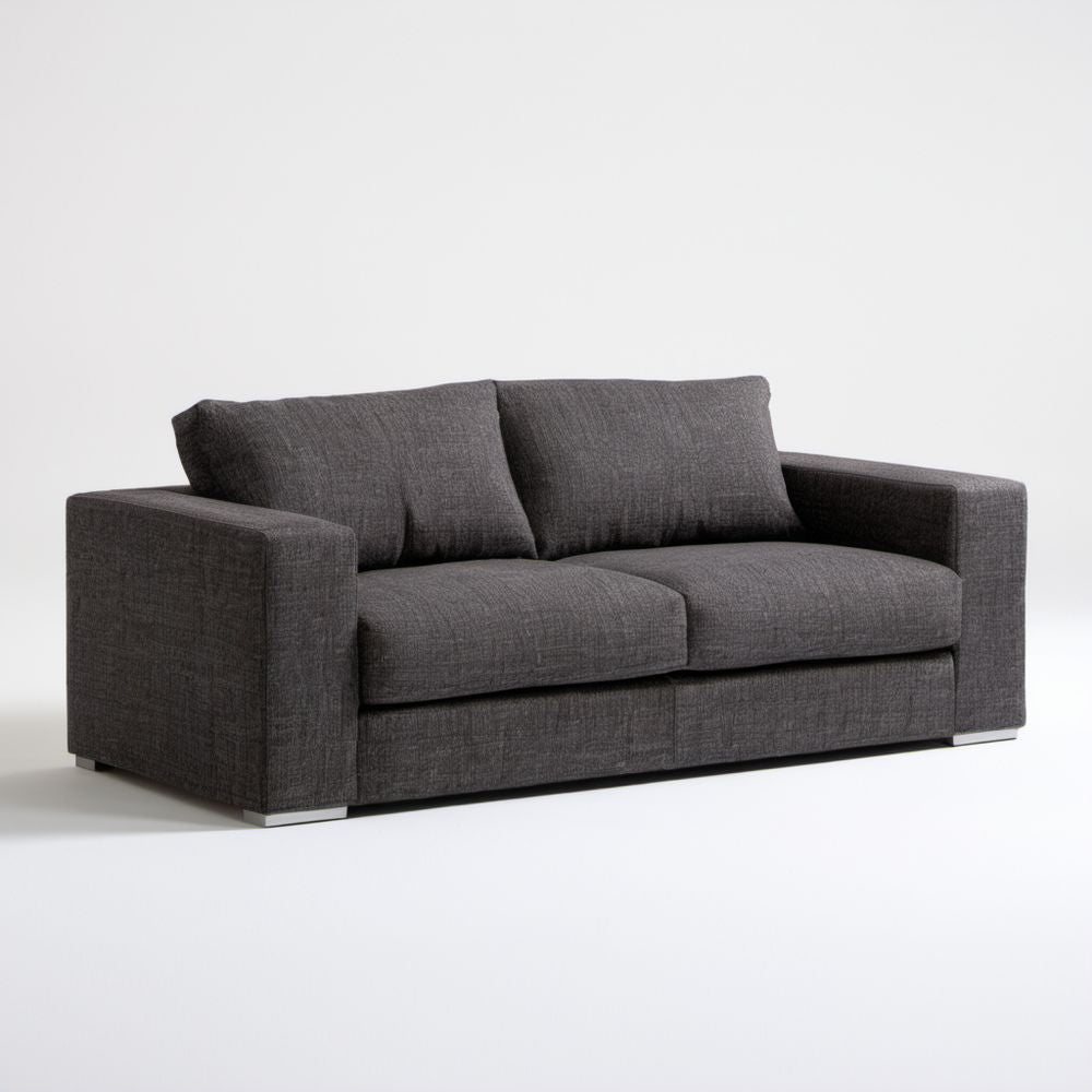 Dwuosobowa sofa z tkaniny poliestrowej, ciemnoszara, 180 x 90 x 85 cm