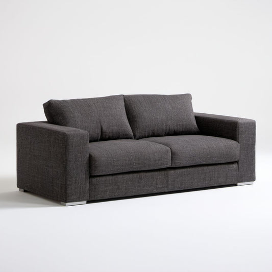 Dwuosobowa sofa z tkaniny poliestrowej, ciemnoszara, 180 x 90 x 85 cm