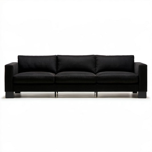 Czarna sofa trzyosobowa z tapicerką poliestrową 230 × 90 × 85 cm