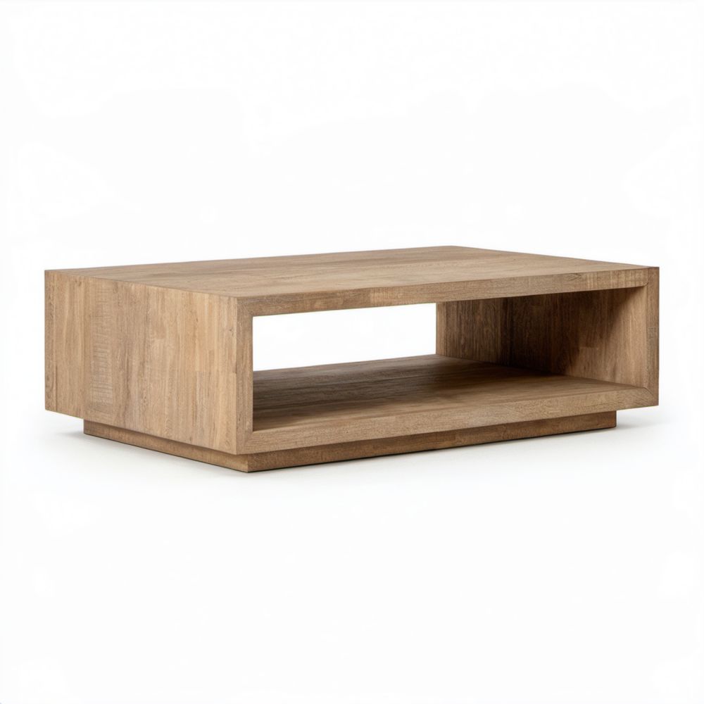 Prostokątny stolik kawowy z laminowanej płyty wiórowej w dekorze naturalnego dębu, 100 × 60 × 40 cm
