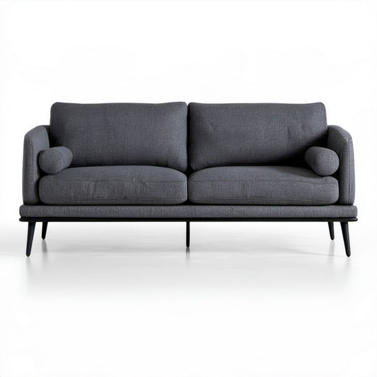 Dwuosobowa sofa grafitowa z tapicerką poliestrową i stalowymi nogami, 180 x 85 x 80 cm