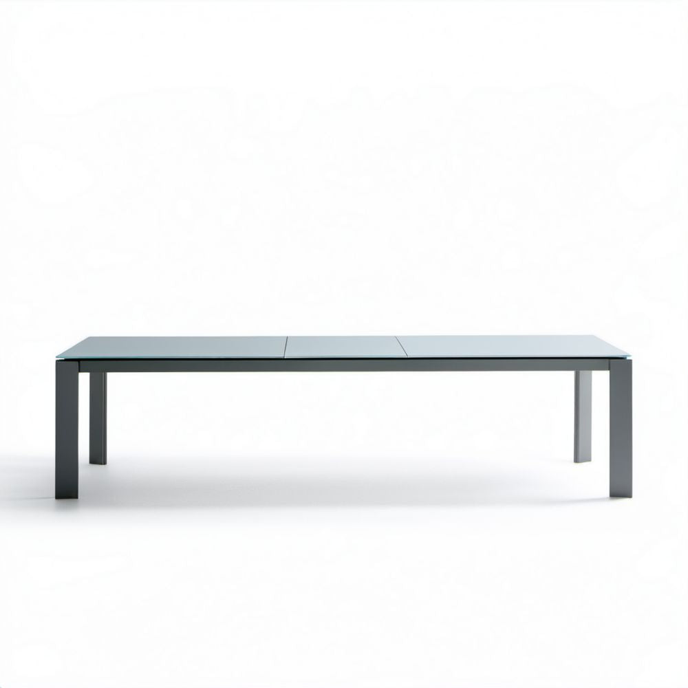 Prostokątny stół ogrodowy aluminiowy ze szkłem hartowanym, szary, 180 x 90 x 75 cm