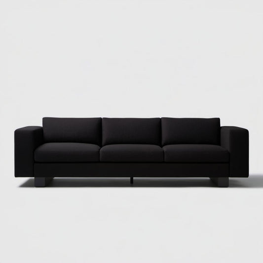 Trzyosobowa sofa czarna z tapicerką poliestrową, 220 x 90 x 85 cm